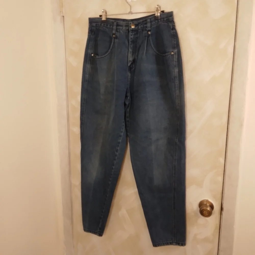 Vintage Brittania High Waisted Pleated Tapered Leg Mom Jeans Size 12